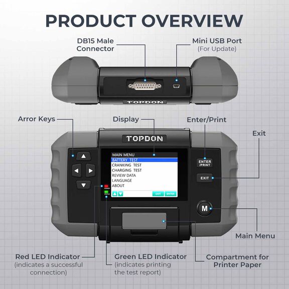 12V Battery & 12V/24V System Tester w/Built-in Printer image number 7