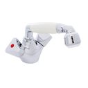 Trinidad Head/Shower Combo Faucet Classic Warm White Sprayer No Teeth, 6' White Rubber Hose Chrome/Warm White image number 0