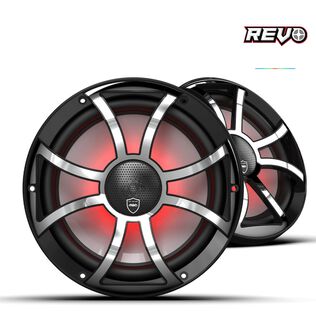 Wet Sounds REVO CX-10 XS-B-SS S2 10-inch High Output Component Style Coaxial Speakers with XS-Black Stainless Steel RGB Grilles