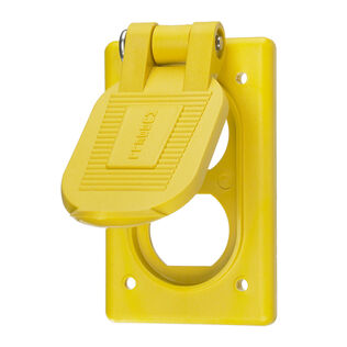 Hubbell Weatherproof Duplex Plate, 1-Gang, Yellow, Thermopastic, FS Mount