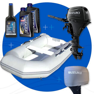 West Marine RIB 310 Fiberglass Hull PVC Inflatable Boat & Suzuki Black 9.9HP Outboard Bundle