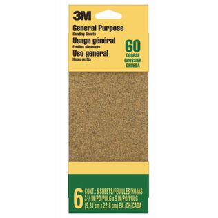 3M General Purpose Sanding Sheets 9017NA-CC, 3 2/3" x 9", Coarse, 6/pk, 20 pks/cs