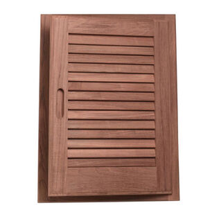 15" x 20" Teak Louvered Door & Frame, Left Hand Opening