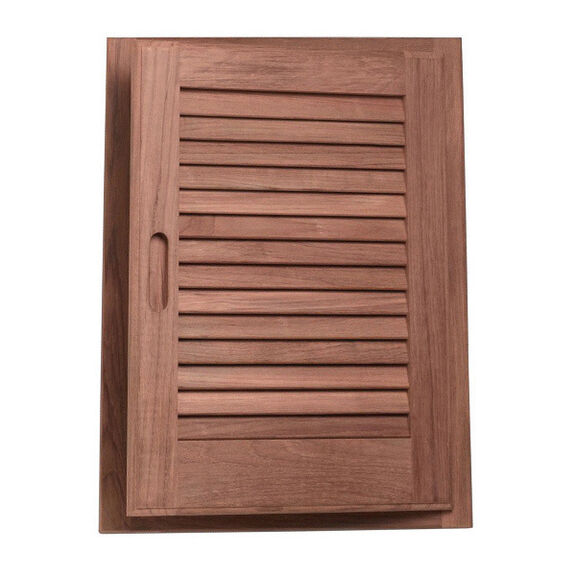 15" x 20" Teak Louvered Door & Frame, Left Hand Opening image number 0