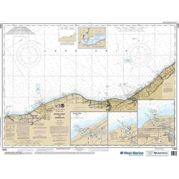 Maptech&reg; NOAA Recreational Waterproof Chart-Moss Point to Vermilion; Beaver Creek; Vermilion Harbor; Rocky River, 14826 image number 0