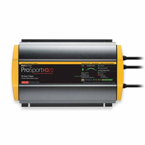 ProSportHD20 Onboard Waterproof Smart Marine Battery Charger with Selectable Charging Profiles and Ignition and Reverse Polarity Protection, 20 Amp, 2-Bank image number 0