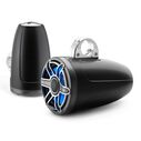 M6-880ETXv3-Sb-S-GmTi-i 8.8" Enclosed Marine Coaxial Speaker System, Satin Black, Gunmetal and Titanium Sport Grille with RGB LED Lighting image number 0