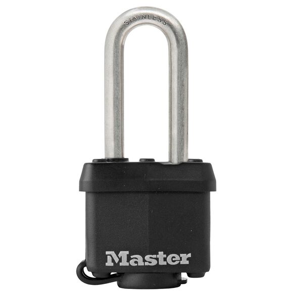 1 9/16 Inch (40mm) Wide Covered Stainless Steel Pin Tumbler Padlock with 2 Inch (51mm) Shackle, Black image number 0