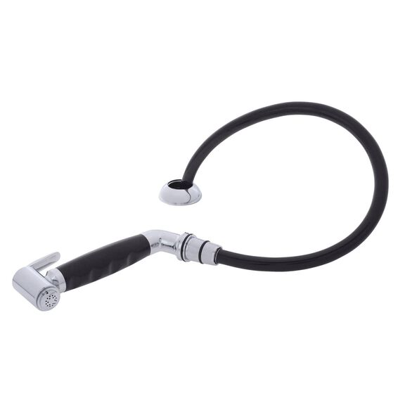Deck-Mount Sprayer Hammer-Head Black Sprayer w/Elbow, 6' Black Rubber Hose, Elite Holder image number 1