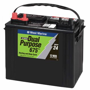 Group 24 Dual Purpose Marine Battery, 65 Amp Hours, 550 Cold Cranking Amps, 675 Marine Cranking Amps, 130 Reserve Minutes