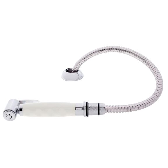 Deck-Mount Sprayer Hammer-Head Warm White Sprayer, 6' Stainless Steel Hose, Elite Holder image number 1