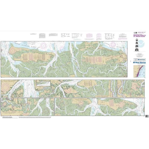 Maptech&reg; NOAA Recreational Waterproof Chart-Intracoastal Waterway Beaufort River to St. Simons Sound, 11507 image number 0