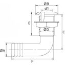 SEAFLO 1-1/8 in Angled Thru Hull Fitting with Built-In Check Valve Stainless Steel Cap image number 3
