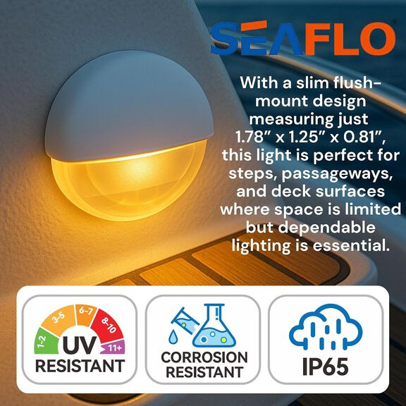 SEAFLO 04 Series LED Oblong Courtesy Light, 12V, Warm White, IP67 image number 2