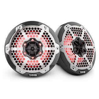 HYDRO 6.5" 2-Way Marine Speakers with Integrated RGB LED Lights, 375 Watts, Black Carbon Fiber