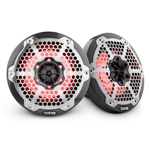 HYDRO 6.5" 2-Way Marine Speakers with Integrated RGB LED Lights, 375 Watts, Black Carbon Fiber image number 0