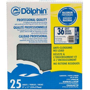 Pro Grade Sandpaper Sheets, 36 Grit, 25-Pack