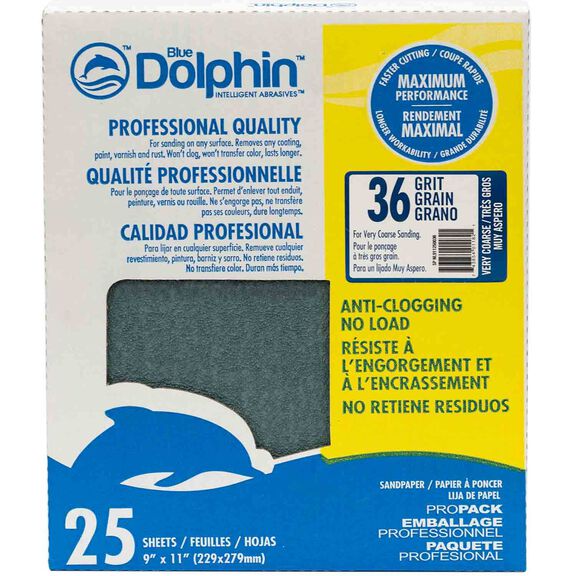 Pro Grade Sandpaper Sheets, 36 Grit, 25-Pack image number 0