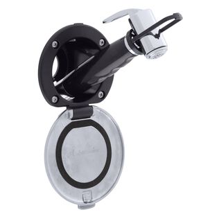 Recessed Shower Black Cup with Stainless Steel Lid w/Gasket, Hammer-Head Black Sprayer, 6' Stainless Steel Hose