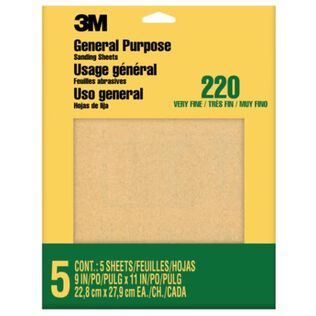 3M Aluminum Oxide Sandpaper Very Fine, 9000NA, 9" x 11", 5/pk