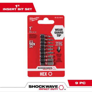 SHOCKWAVE&trade; Impact Hex Insert Bit Set, 9 Piece
