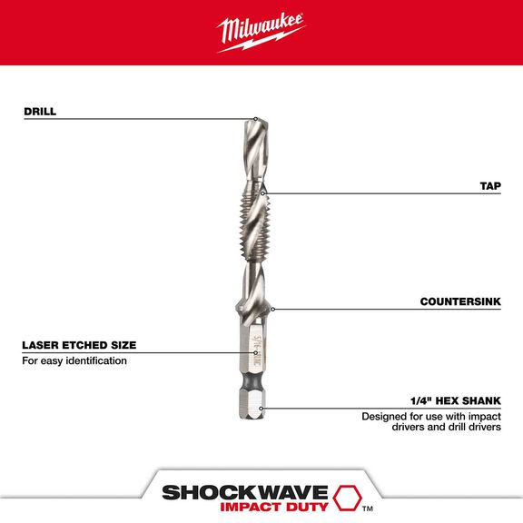 SHOCKWAVE&trade; SAE Impact Drill Tap Set, 5 Piece image number 1