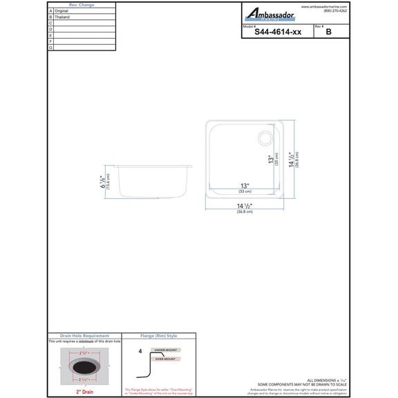 Rectangle Sink Ultra-Mirror Finish, 304 Stainless Steel, 2" Drain, SoundKOTE image number 3