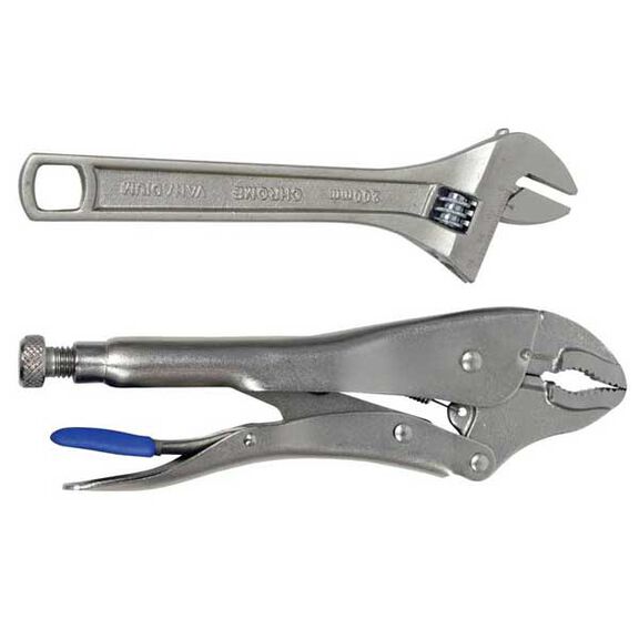 8" Adjustable Wrench & 10" Locking Pliers Set image number 0