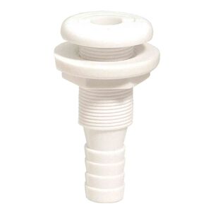 Thru-Hull Fitting - 1-1/8" Straight, White