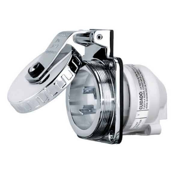 Hubbell Marine Hull Inlet , 16a 230V, Stainless Steel image number 0