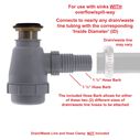 1-1/2" Drain, Flip Trap Sink Drain with Overflow, 1-1/4" & 1-1/2" Hose Barb Brushed Nickel image number 5