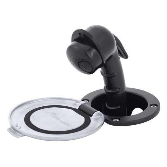 Recessed Shower Black Cup with Stainless Steel Lid w/Gasket, Small Black Sprayer, 6' Black Rubber Hose image number 2