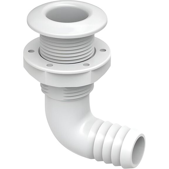 SEAFLO 1-1/4 in Angled Thru Hull Fitting with Check Valve Black image number 0