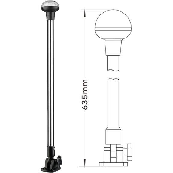SEAFLO 02 Series 25 In All-Around LED Pole Navigation Light 12V for Boats Up to 65 Ft image number 2