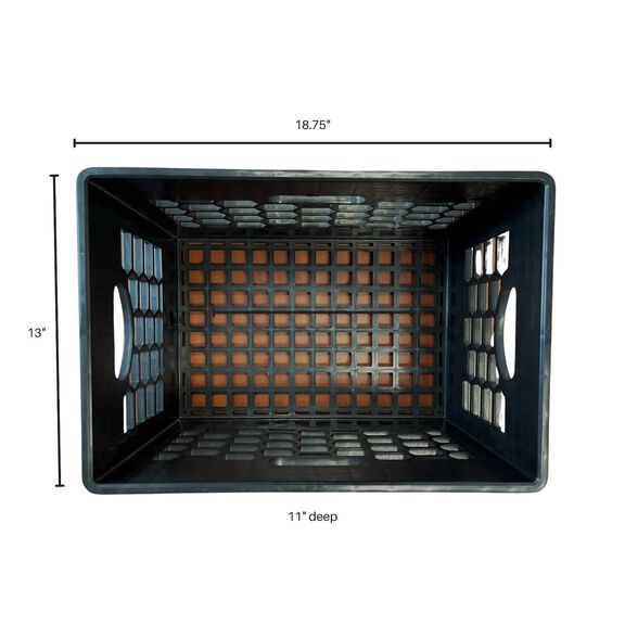 24 Quart Heavy-Duty Black Milk Crates for Storage, Organization, 18.75" x 13" x 11" image number 4