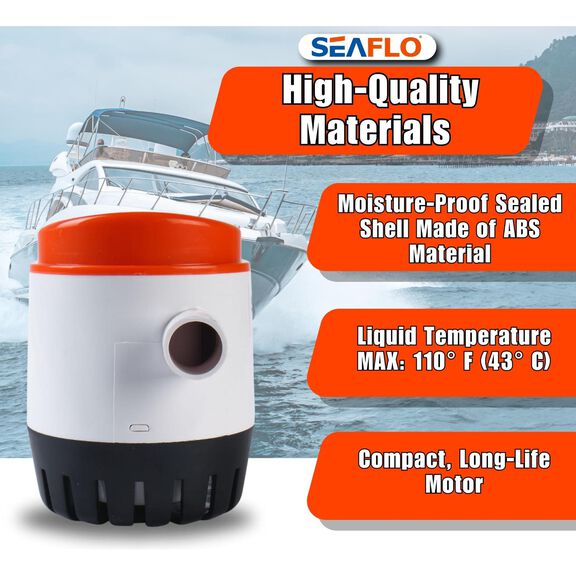 SEAFLO 750 GPH 24V Automatic Submersible Bilge Pump with Float Switch image number 3