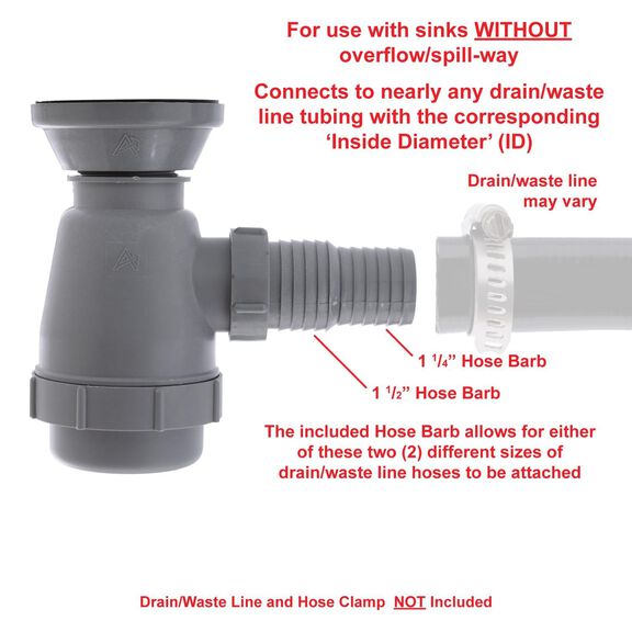 2" Drain, Trap Sink Drain, 1-1/4" & 1-1/2" Hose Barb, w/Chain Stopper Brushed Finish image number 5