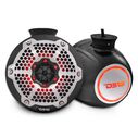 HYDRO 6.5" Short Marine Tower Speakers with Flat and Pole Mount, RGB LED Lights, 375 Watts, Black Carbon Fiber image number 0