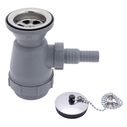 2" Drain, Trap Sink Drain, 3/4" & 1" Hose Barb, w/Chain Stopper Ultra-Mirror Finish image number 0