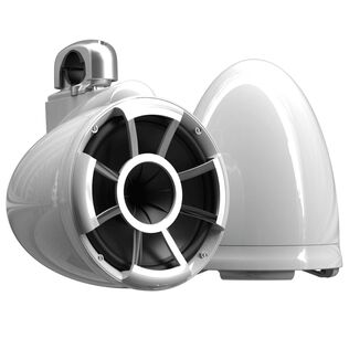 Wet Sounds REV 10 White V2 Revolution Series 10" Marine Tower Speakers with Silver Aluminum Fixed Clamps (Pair)