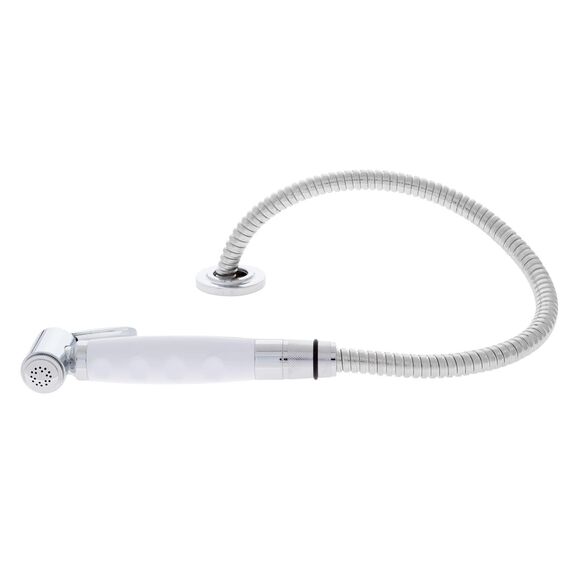 Deck-Mount Sprayer Hammer-Head Arctic White Sprayer, 6' Stainless Steel Hose, Low Profile Holder image number 1