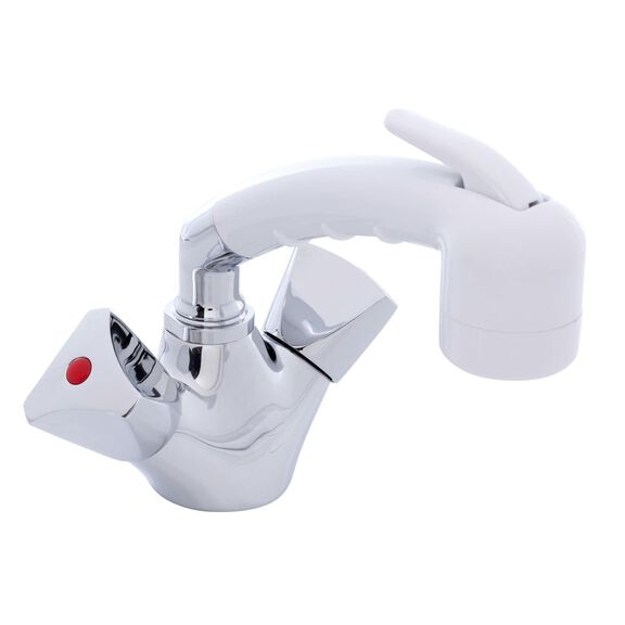 Trinidad Head/Shower Combo Faucet Small Arctic White Sprayer No Hook, 6' Stainless Steel Hose Chrome/Arctic White image number 0