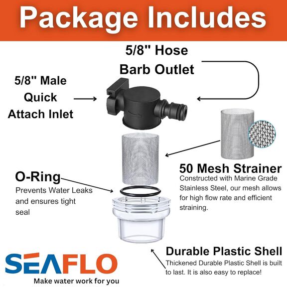 SEAFLO 35S01 Inline Water Pump Filter with 5/8 in. Quick Attach image number 1
