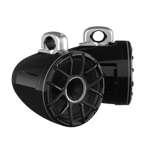 REV 10 HD Black 10" Marine Tower Speakers with XZ-B Grille & RGB LED Rings (Pair)