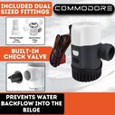 COMMODORE 1100 GPH / 12V A31-Series Non-Automatic Bilge Pump &ndash; Dual-Outlet Compatibility image number 6