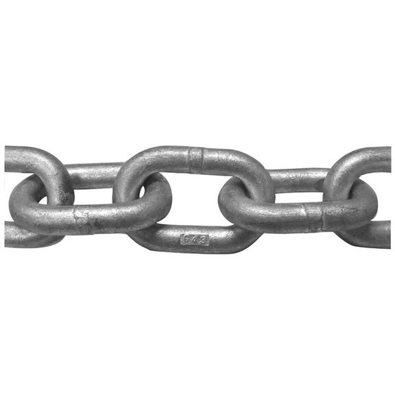 Grade 43 Hot-Dip Galvanized Mooring Chain, Size: 1/2", Inside Link Length: 1.97", MWL: 6,900lb., Weight: 3.03lb./ft., Standard Pack: 200' image number 0