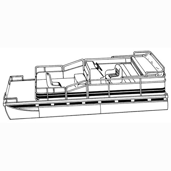 Styled-to-Fit Boat Cover for Pontoon Boats with Bimini Top and Rails that Partially Enclose Deck Leaving 1'-3' of Open Deck Forward of the Front Gate image number 1