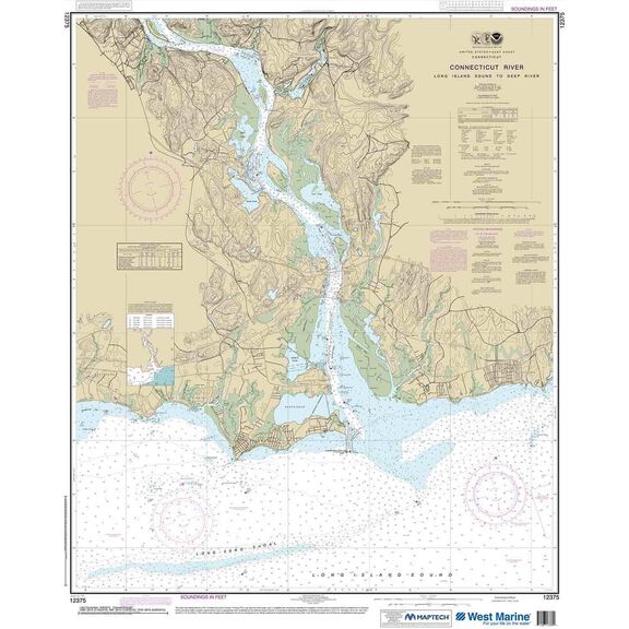 Maptech&reg; NOAA Recreational Waterproof Chart-Connecticut River Long lsland Sound to Deep River, 12375 image number 0