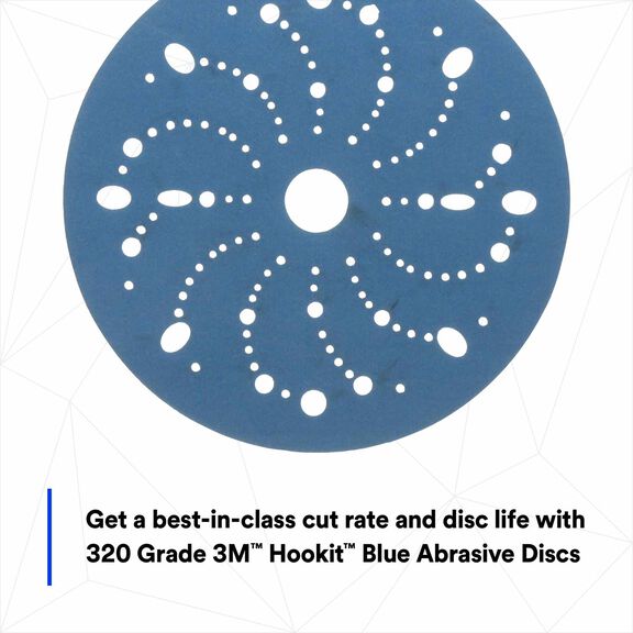 3M&trade; Hookit&trade; Blue Abrasive Disc, 6" x 320 Grit, Multi-hole, 50 Discs/Carton, 4 Cartons image number 3