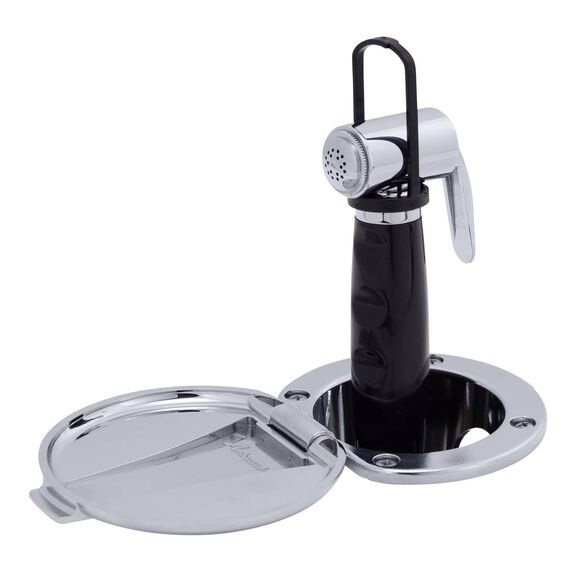 Recessed Shower Chrome Cup & Lid, Hammer-Head Black Sprayer, 6' Stainless Steel Hose image number 2